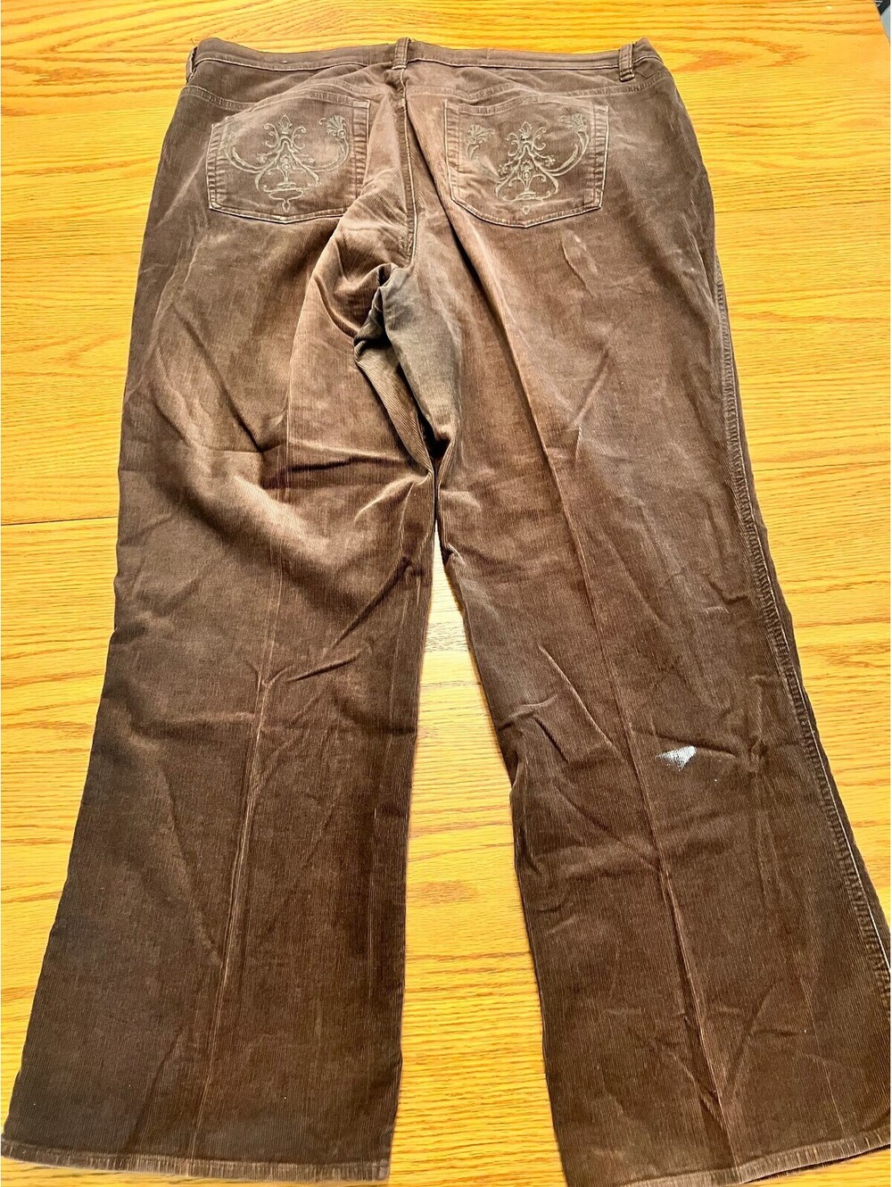 Venezia Brown Corduroy Pants Size 20 with Waist Cut Detail - Picture 8 of 9